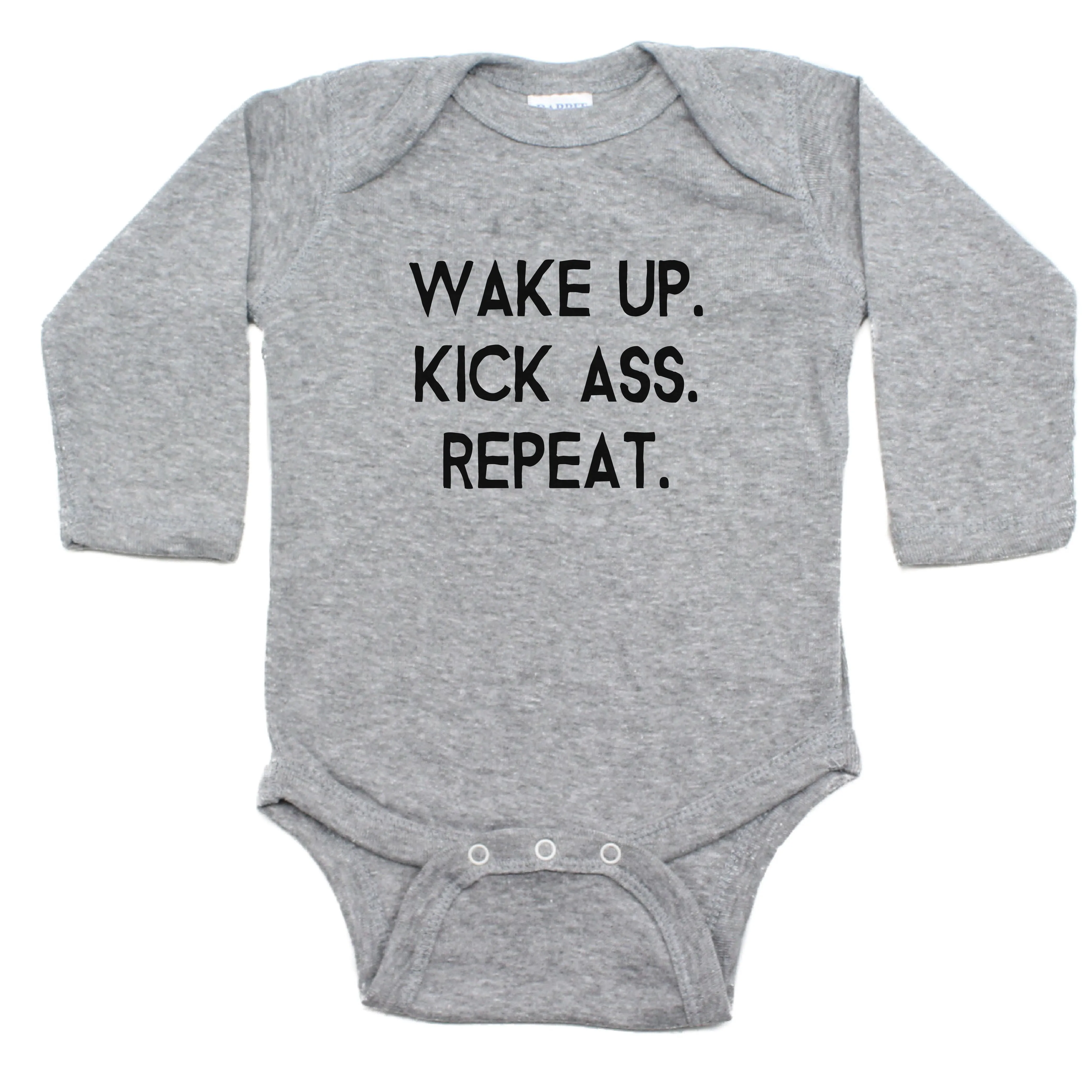 Wake up Kick Ass Repeat Long Sleeve Bodysuit
