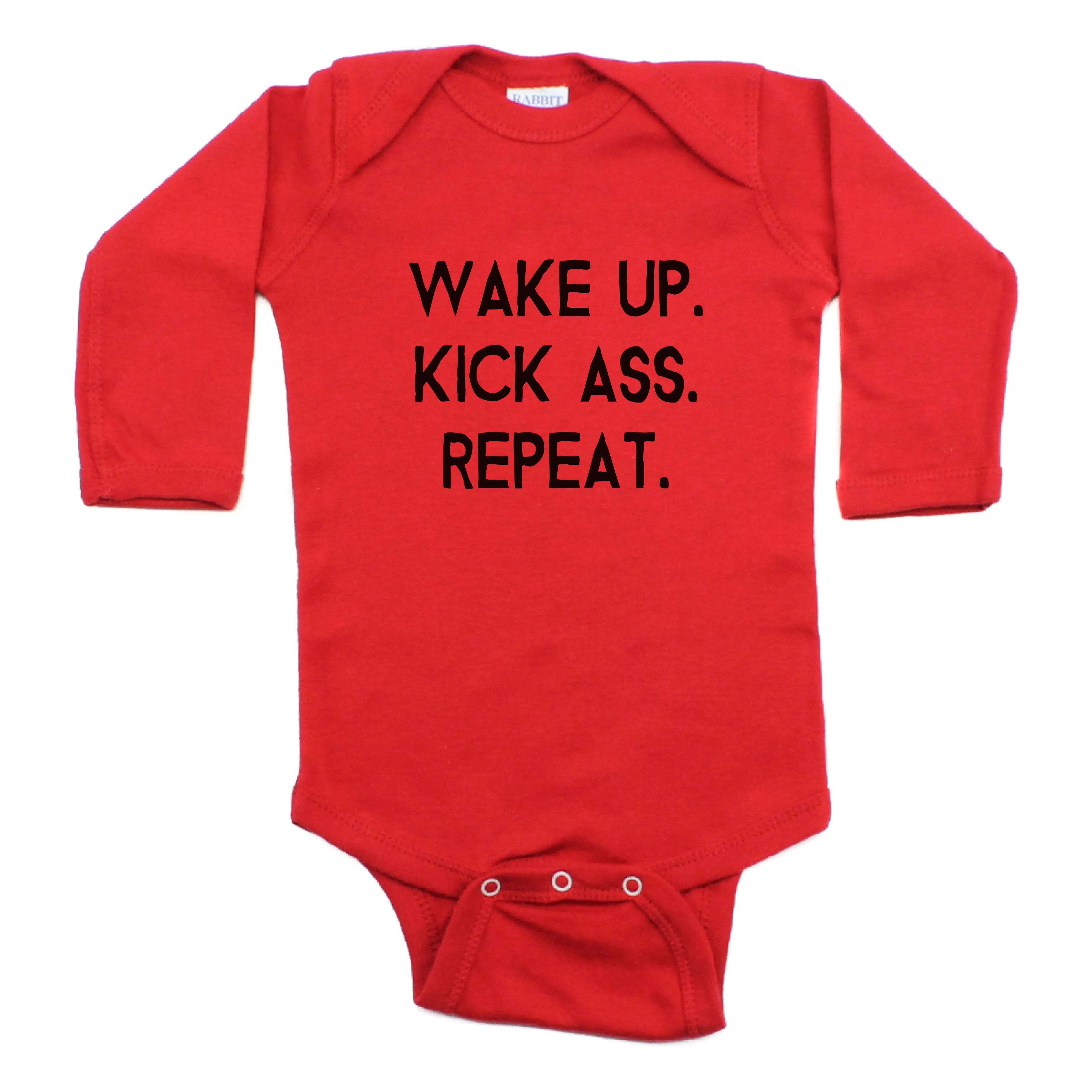 Wake up Kick Ass Repeat Long Sleeve Bodysuit