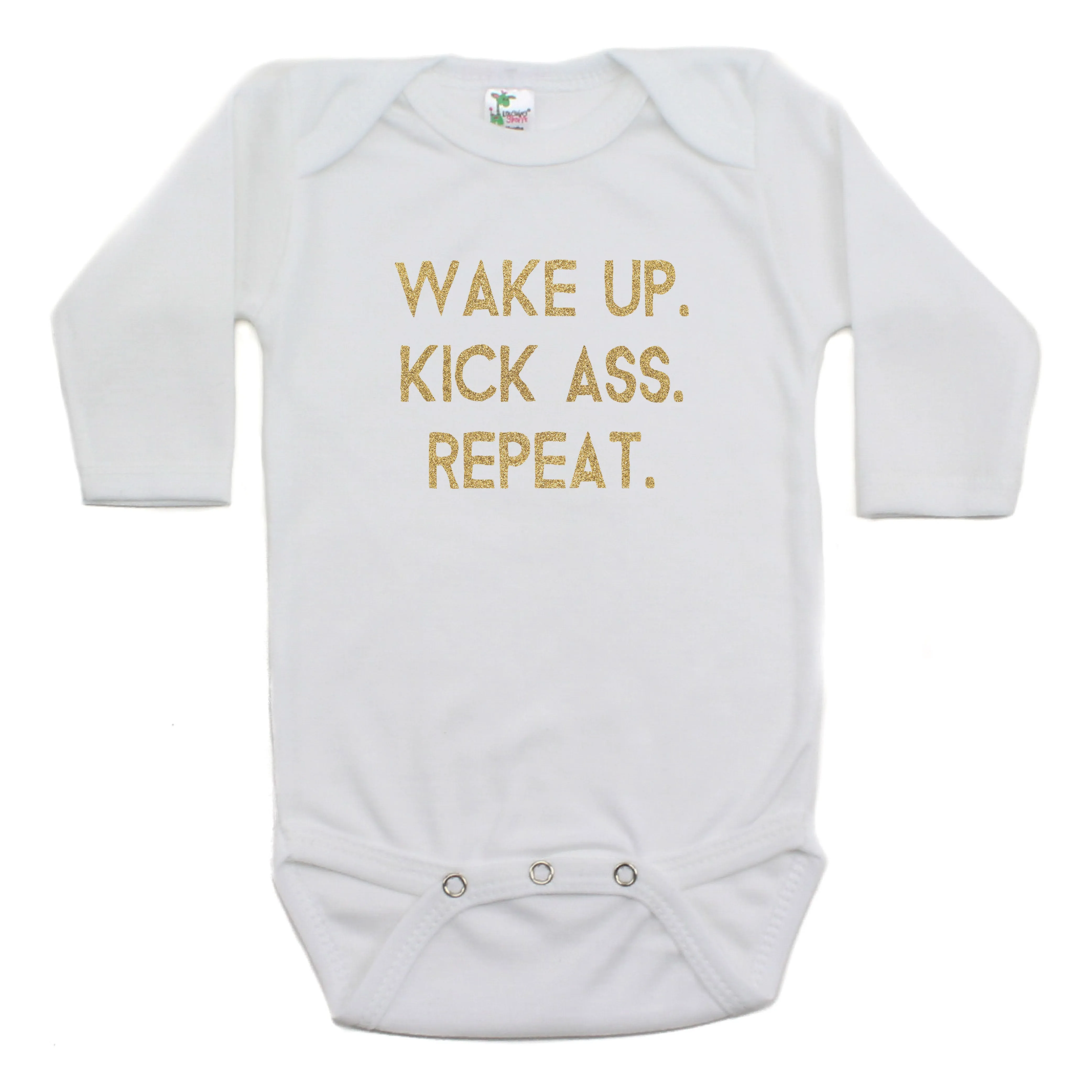 Wake up Kick Ass Repeat Long Sleeve Bodysuit