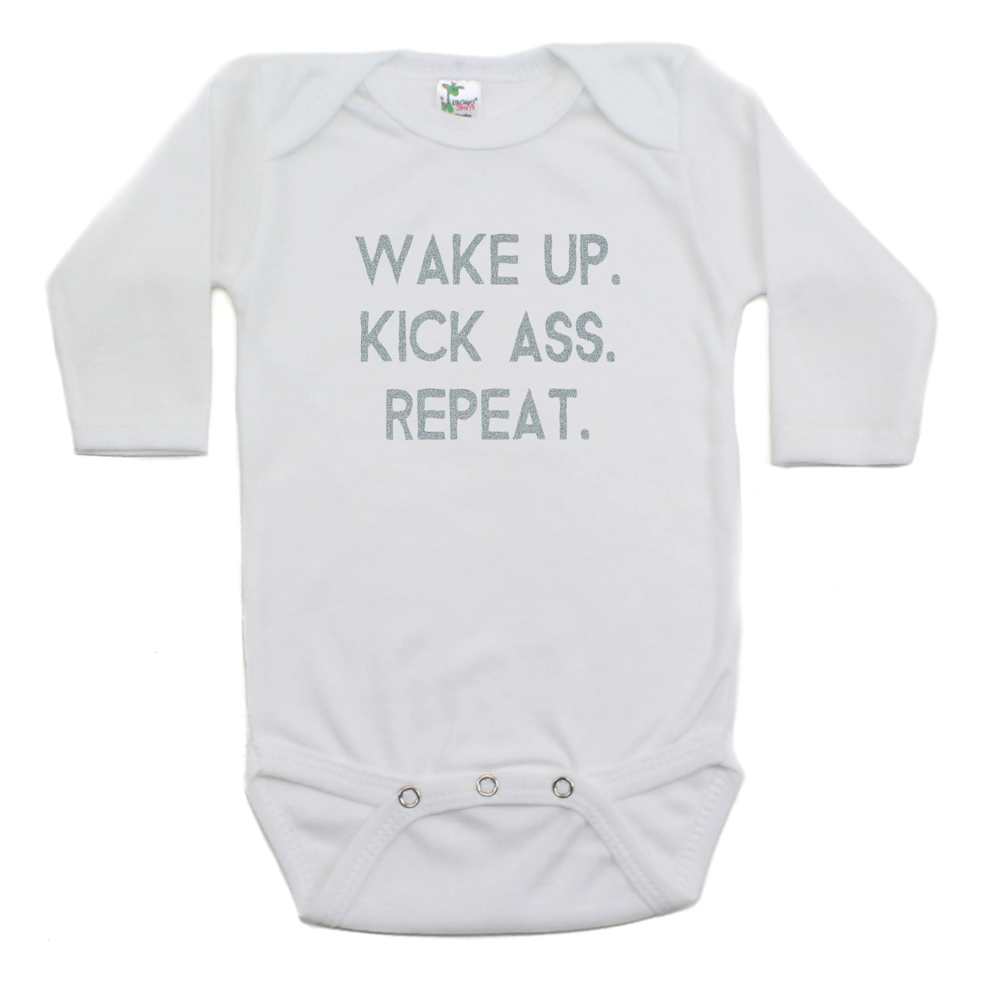 Wake up Kick Ass Repeat Long Sleeve Bodysuit