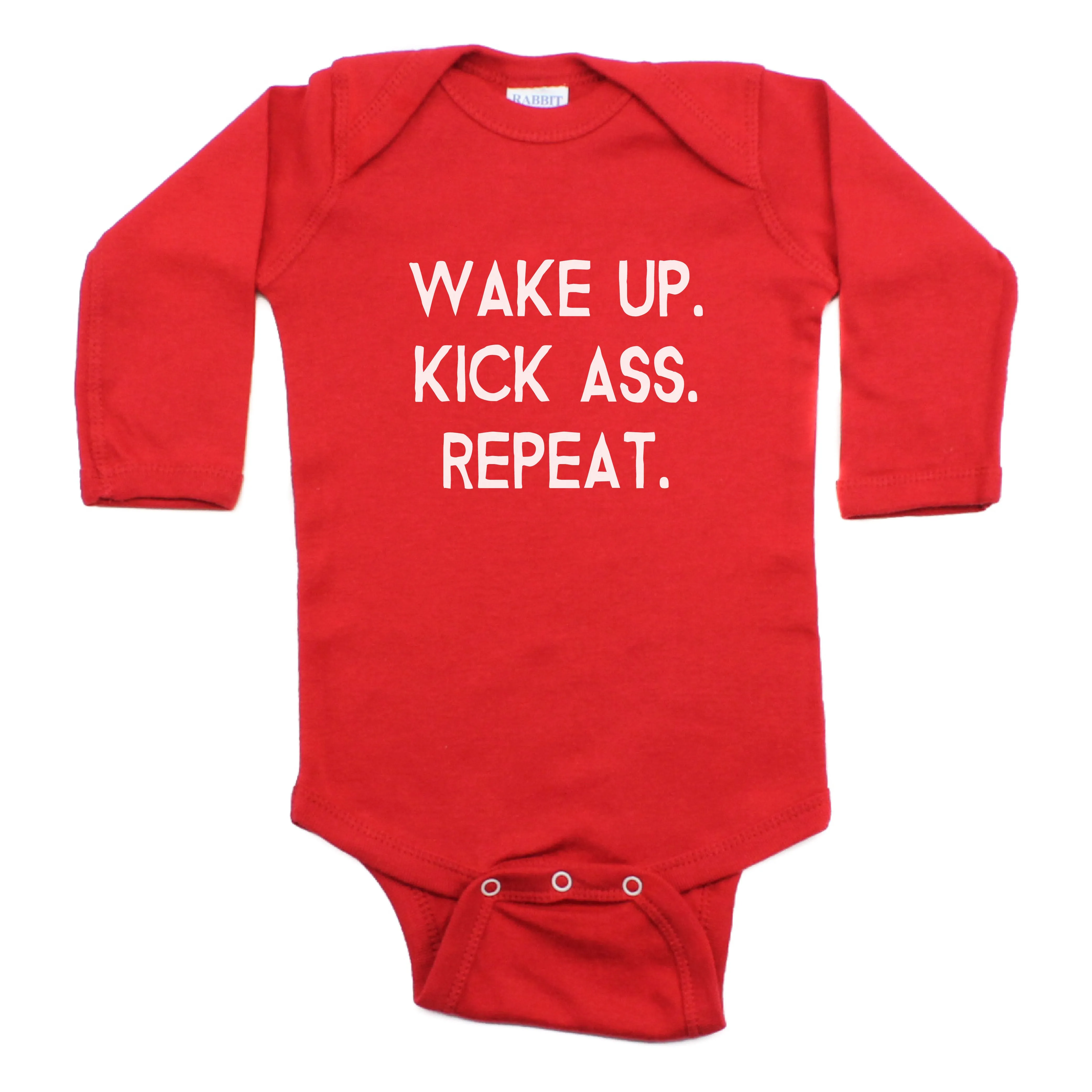 Wake up Kick Ass Repeat Long Sleeve Bodysuit