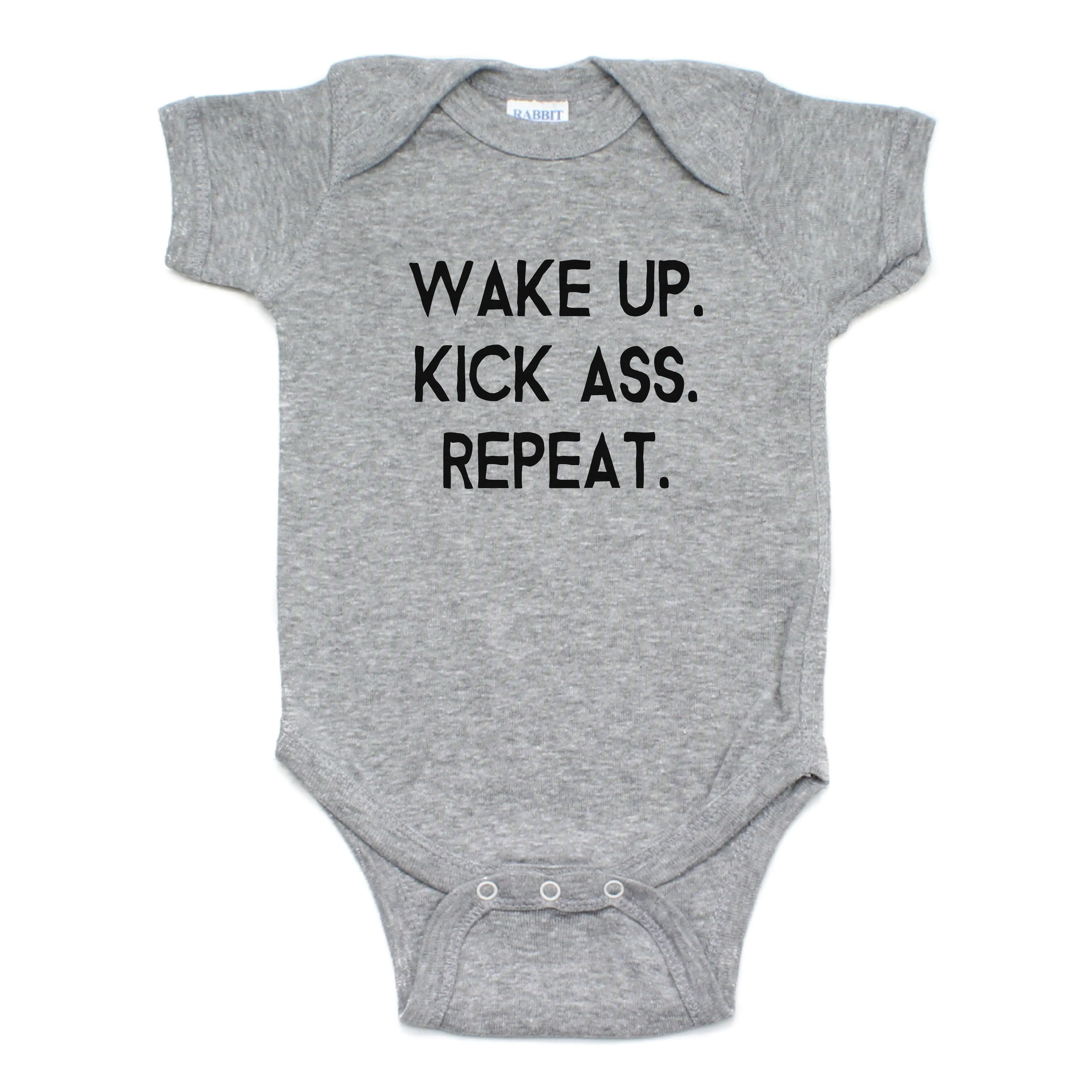Wake up Kick Ass Repeat Short Sleeve Bodysuit