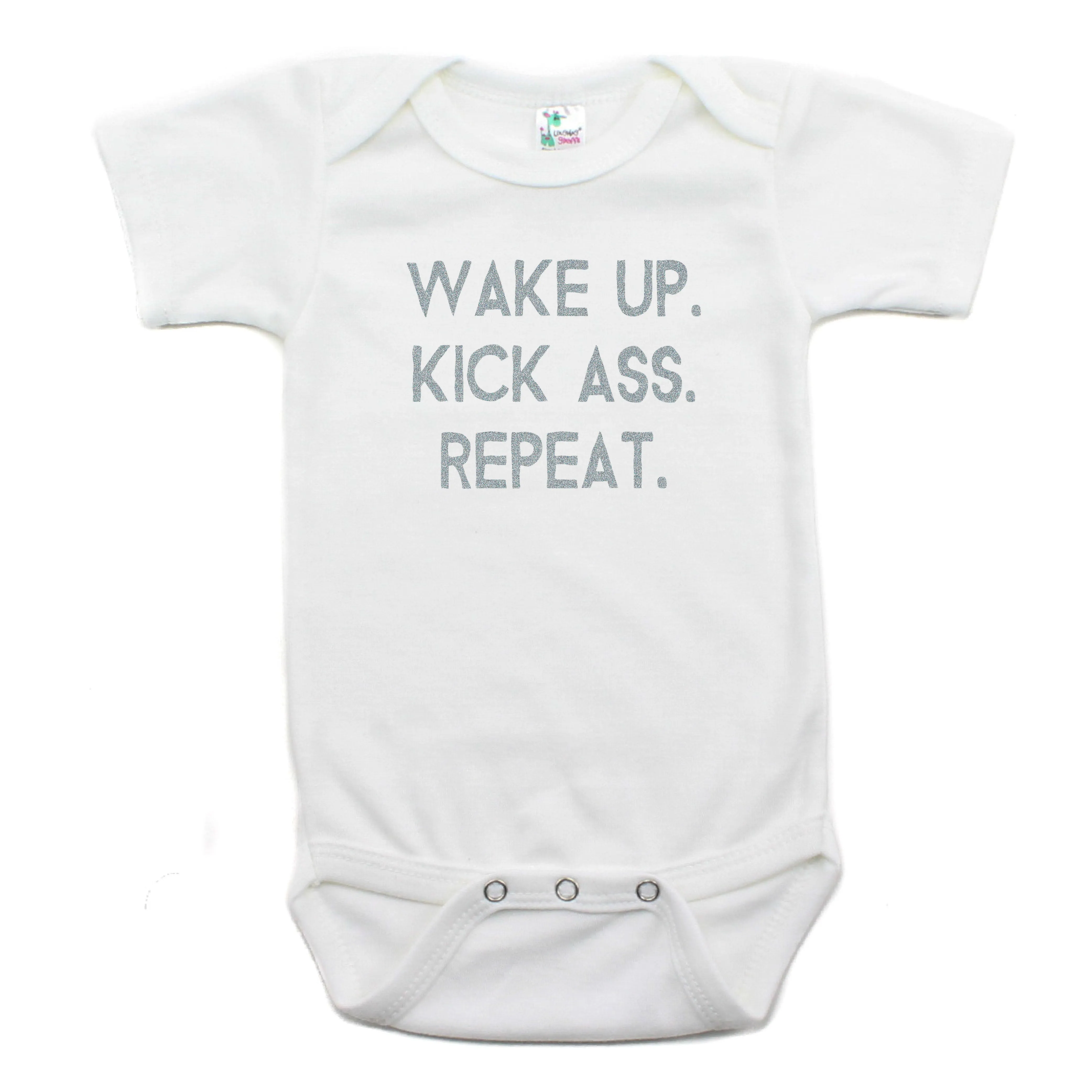 Wake up Kick Ass Repeat Short Sleeve Bodysuit