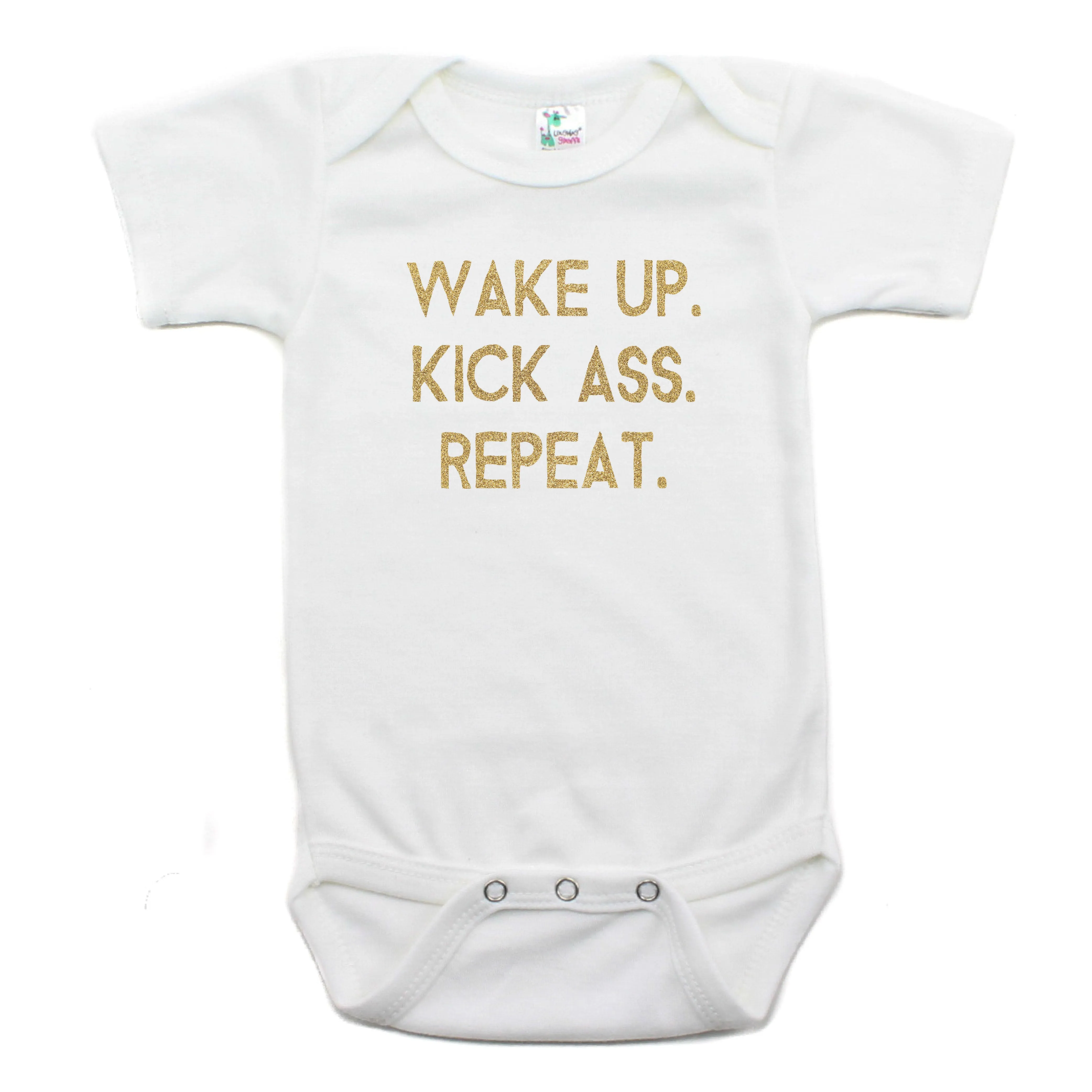 Wake up Kick Ass Repeat Short Sleeve Bodysuit