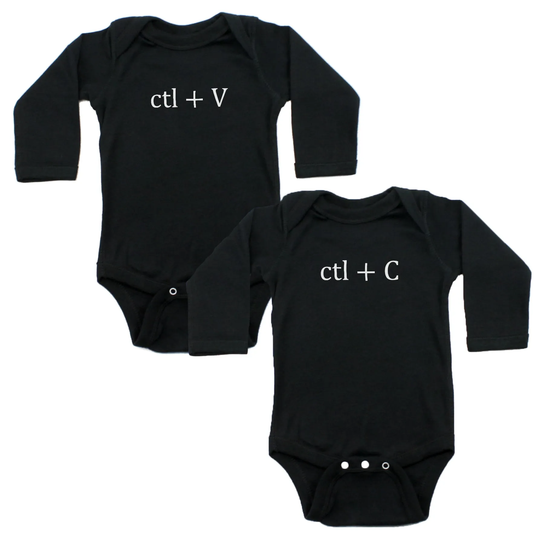 White Copy (Ctl   C) / Paste (Ctl   V) Twin Set Long Sleeve Baby Infant Bodysuits