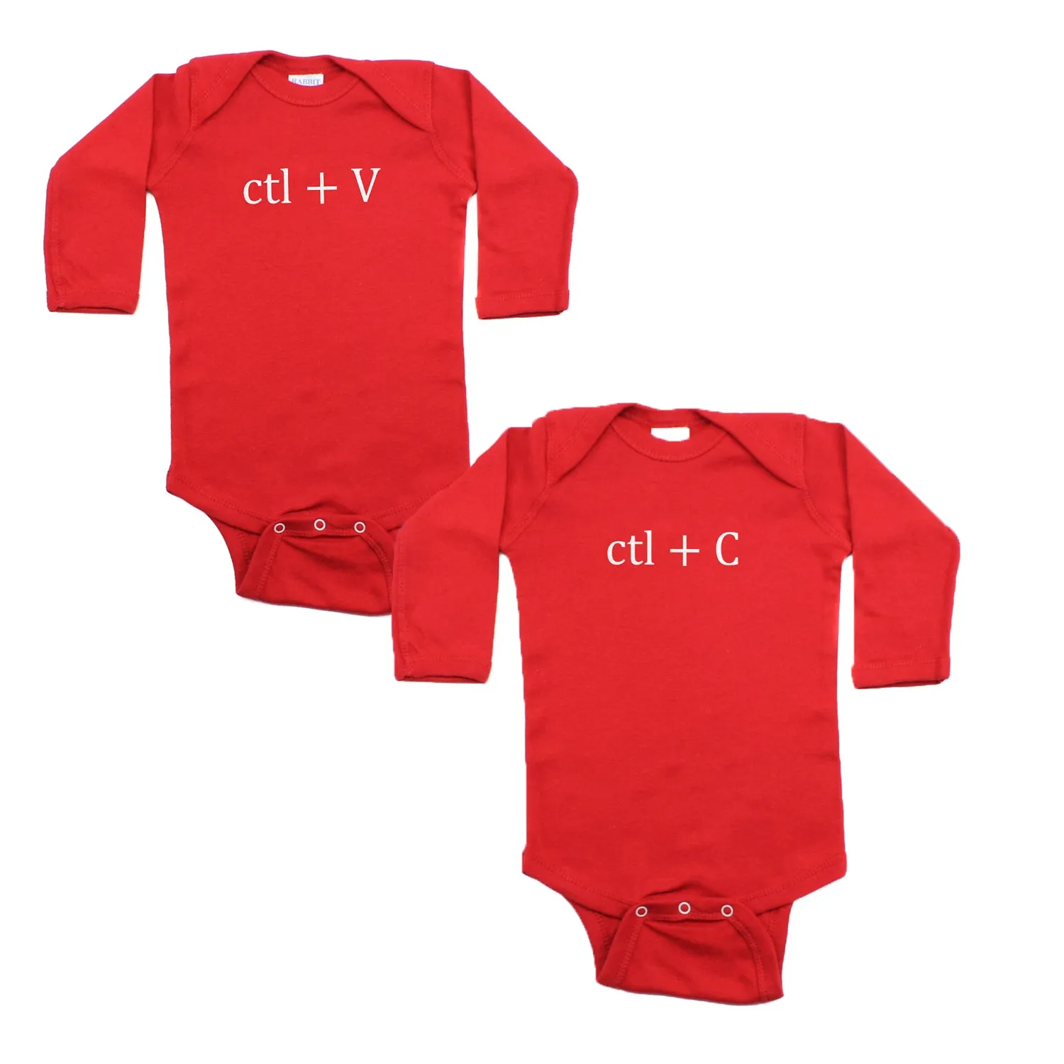White Copy (Ctl   C) / Paste (Ctl   V) Twin Set Long Sleeve Baby Infant Bodysuits