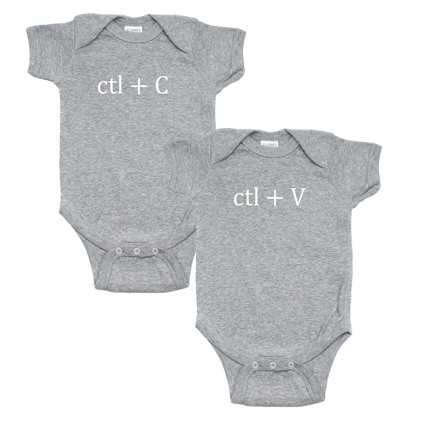 White Copy (Ctl   C) / Paste (Ctl   V) Twin Set Short Sleeve Baby Infant Bodysuits