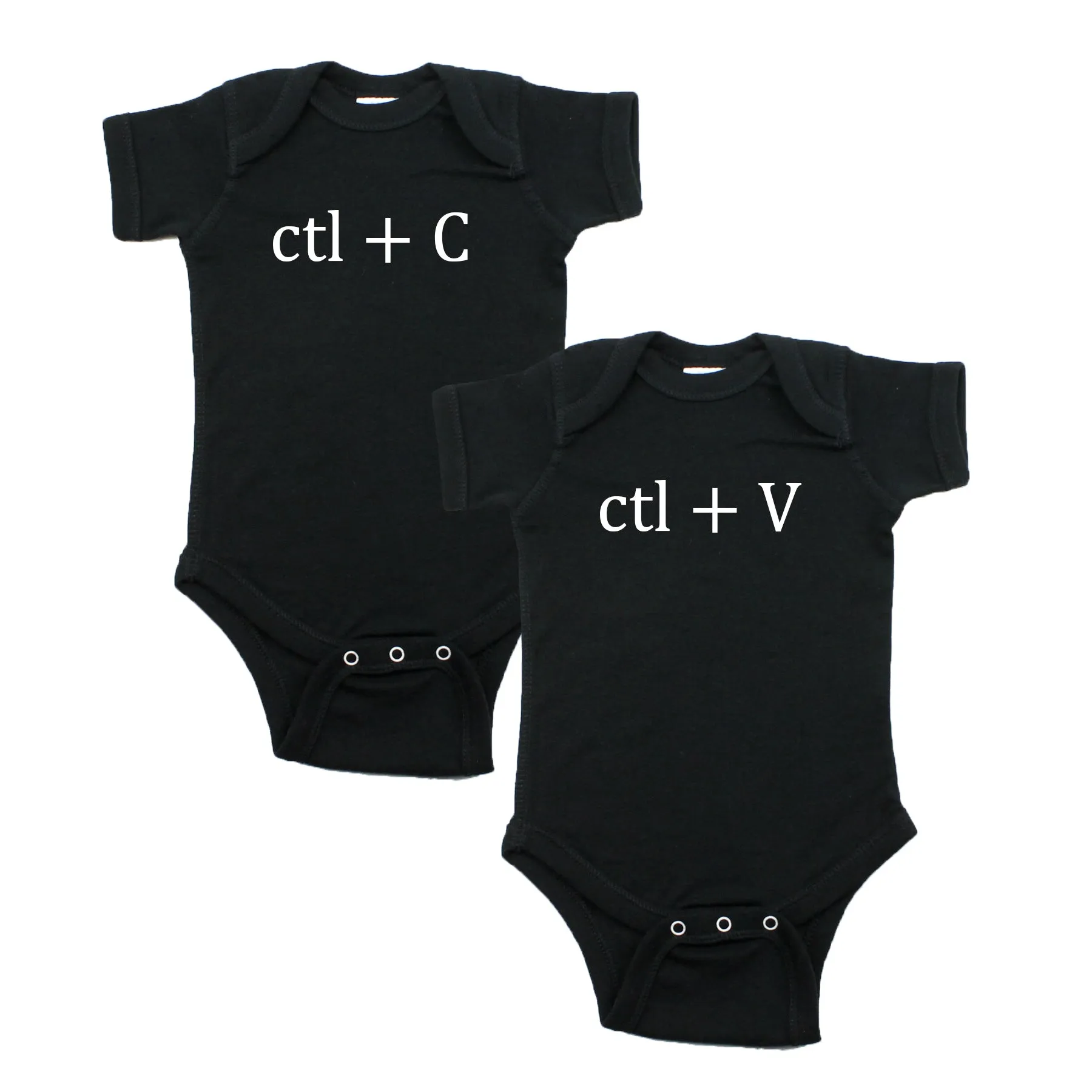 White Copy (Ctl   C) / Paste (Ctl   V) Twin Set Short Sleeve Baby Infant Bodysuits
