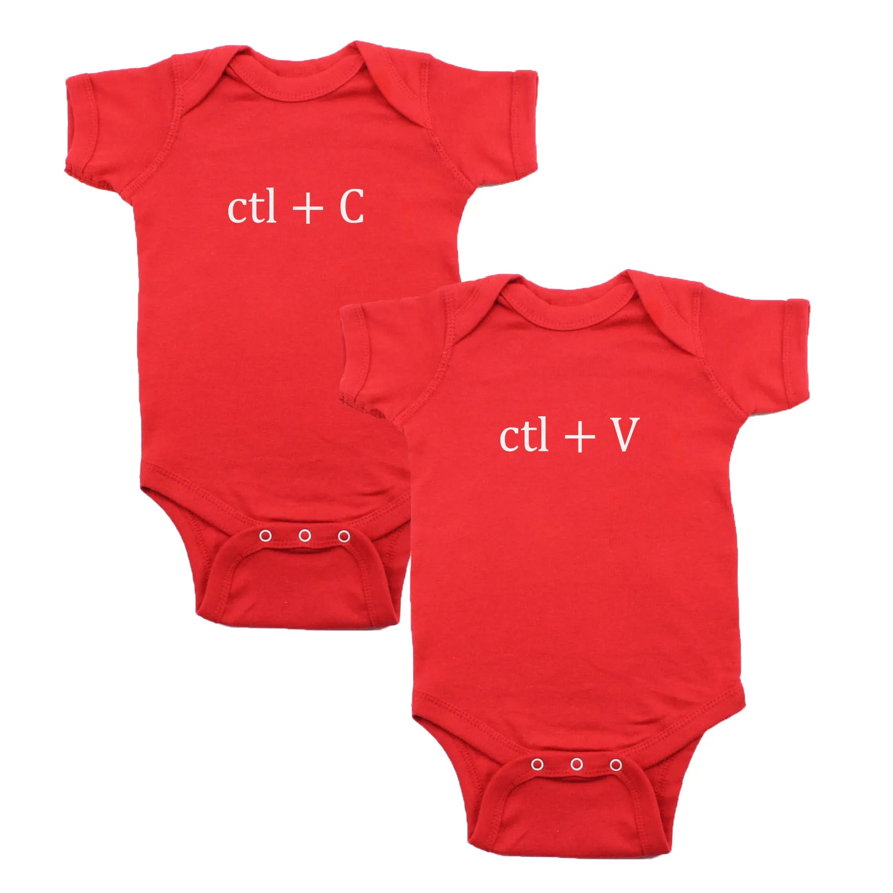 White Copy (Ctl   C) / Paste (Ctl   V) Twin Set Short Sleeve Baby Infant Bodysuits