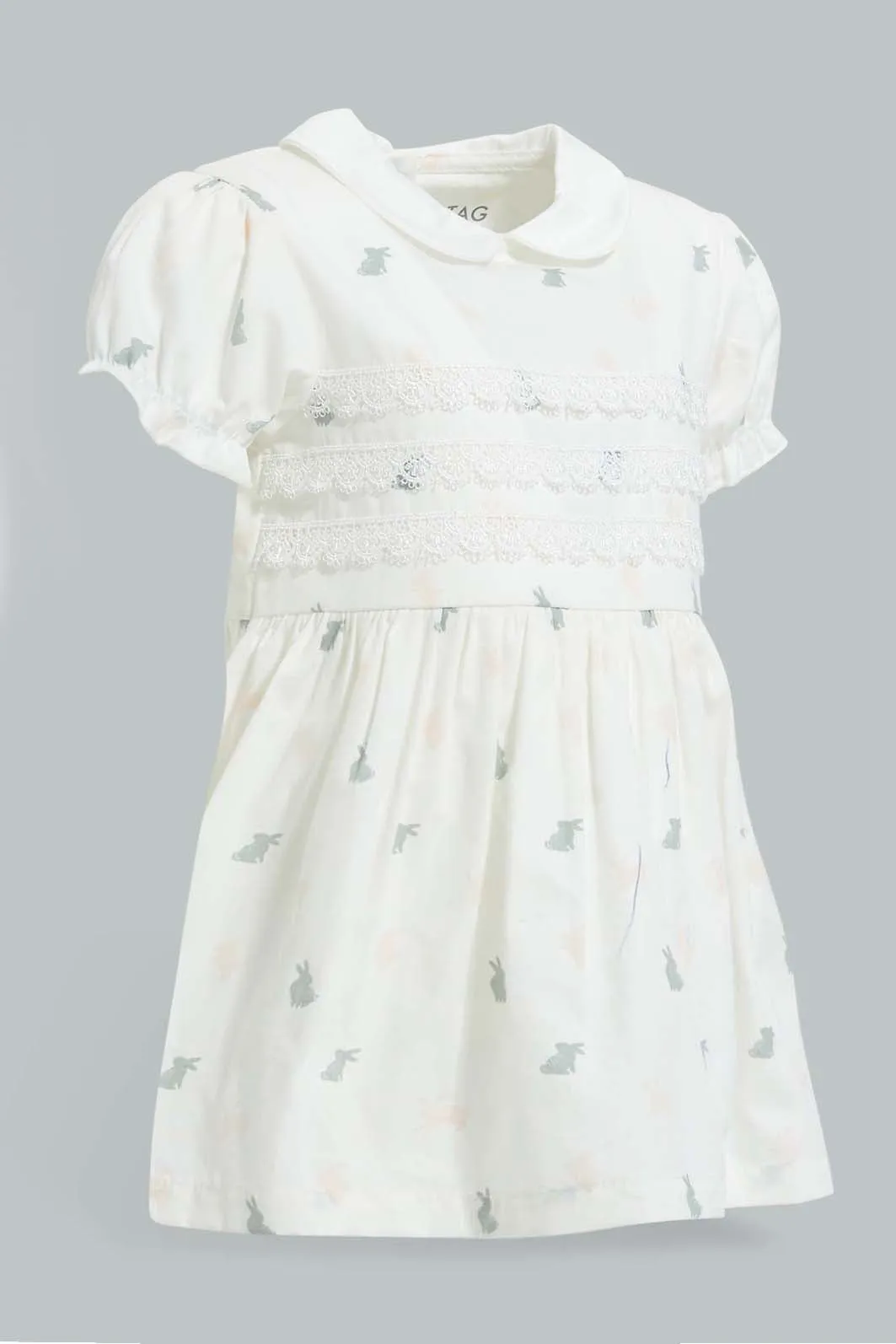White Embellished Dress For Babies