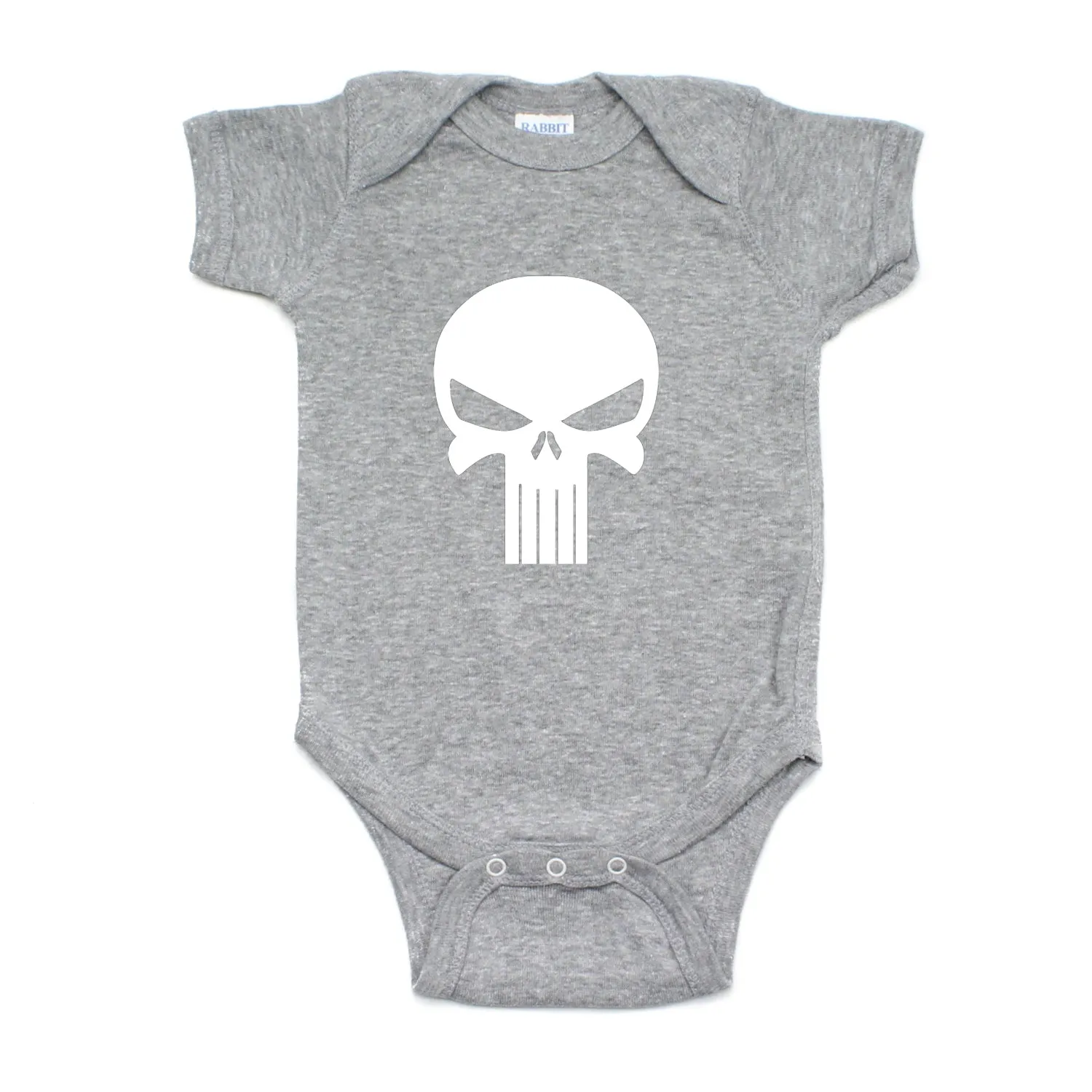 White Punisher Skull Short Sleeve Baby Infant Bodysuit