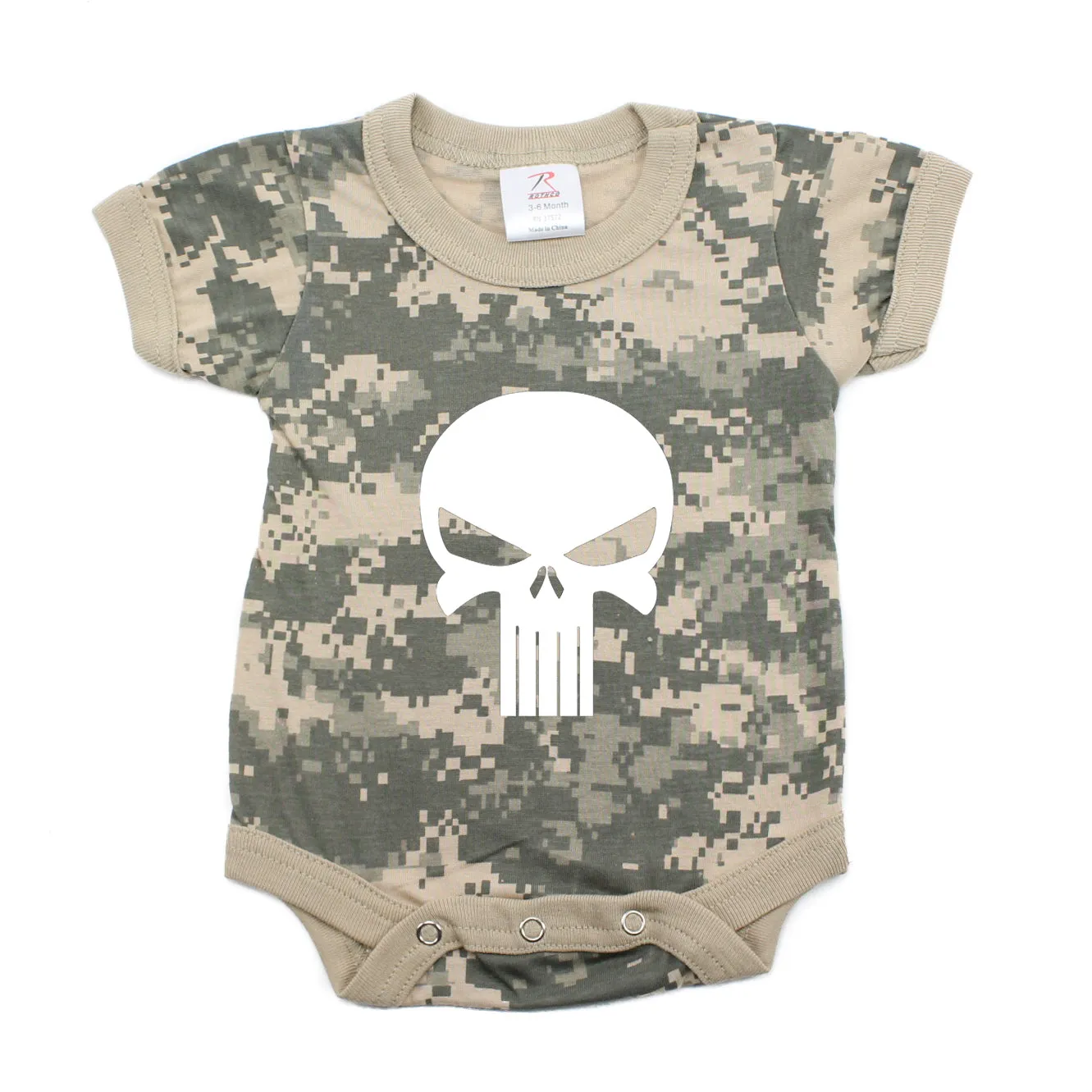 White Punisher Skull Short Sleeve Baby Infant Bodysuit
