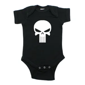 White Punisher Skull Short Sleeve Baby Infant Bodysuit