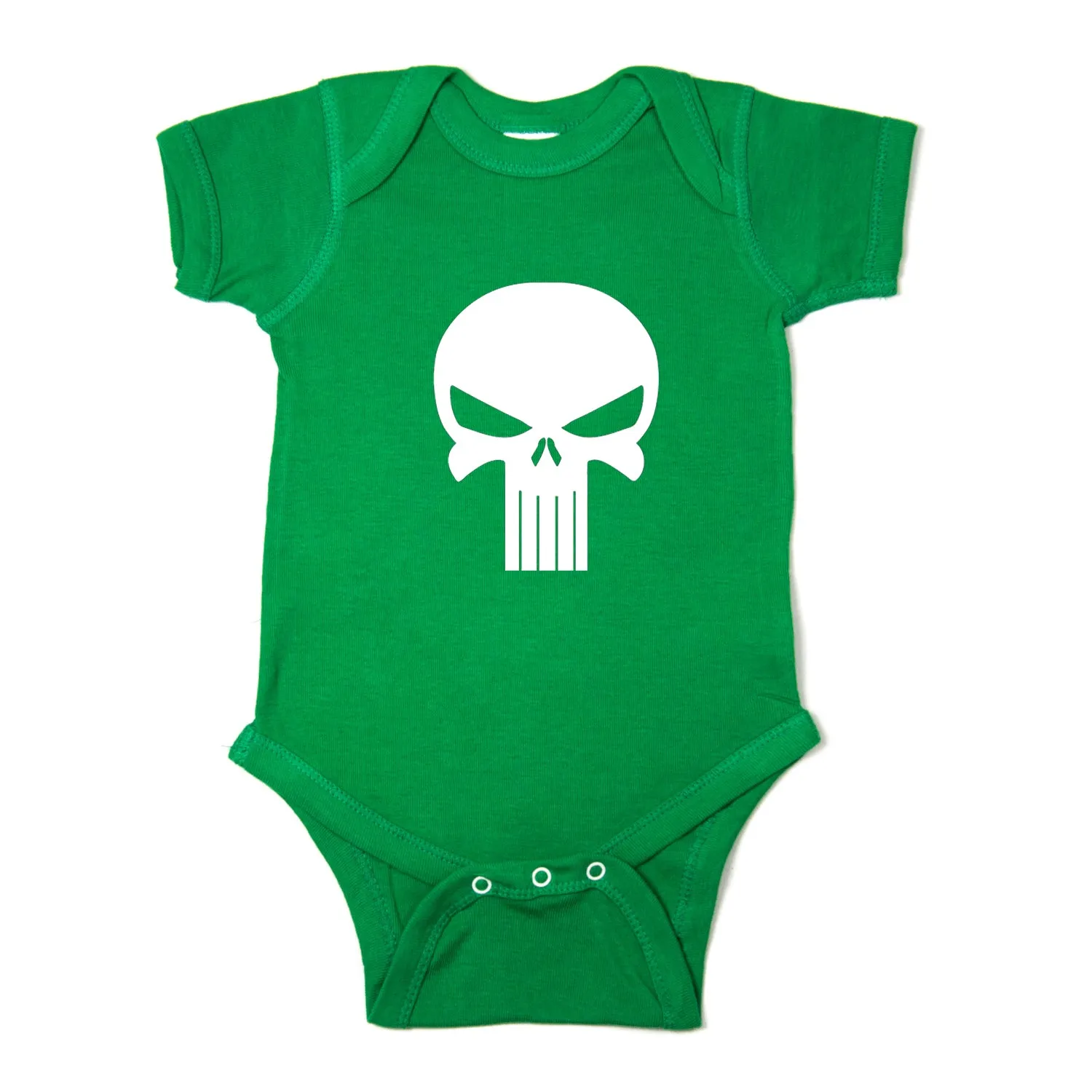 White Punisher Skull Short Sleeve Baby Infant Bodysuit