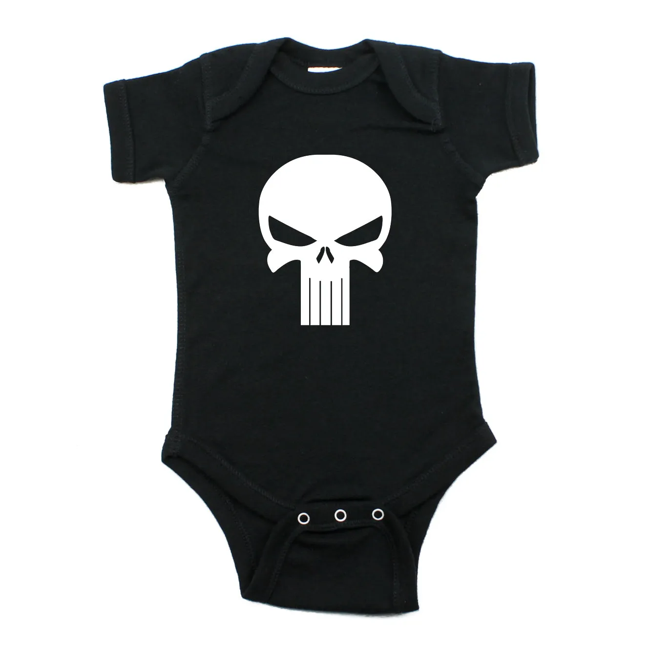 White Punisher Skull Short Sleeve Baby Infant Bodysuit