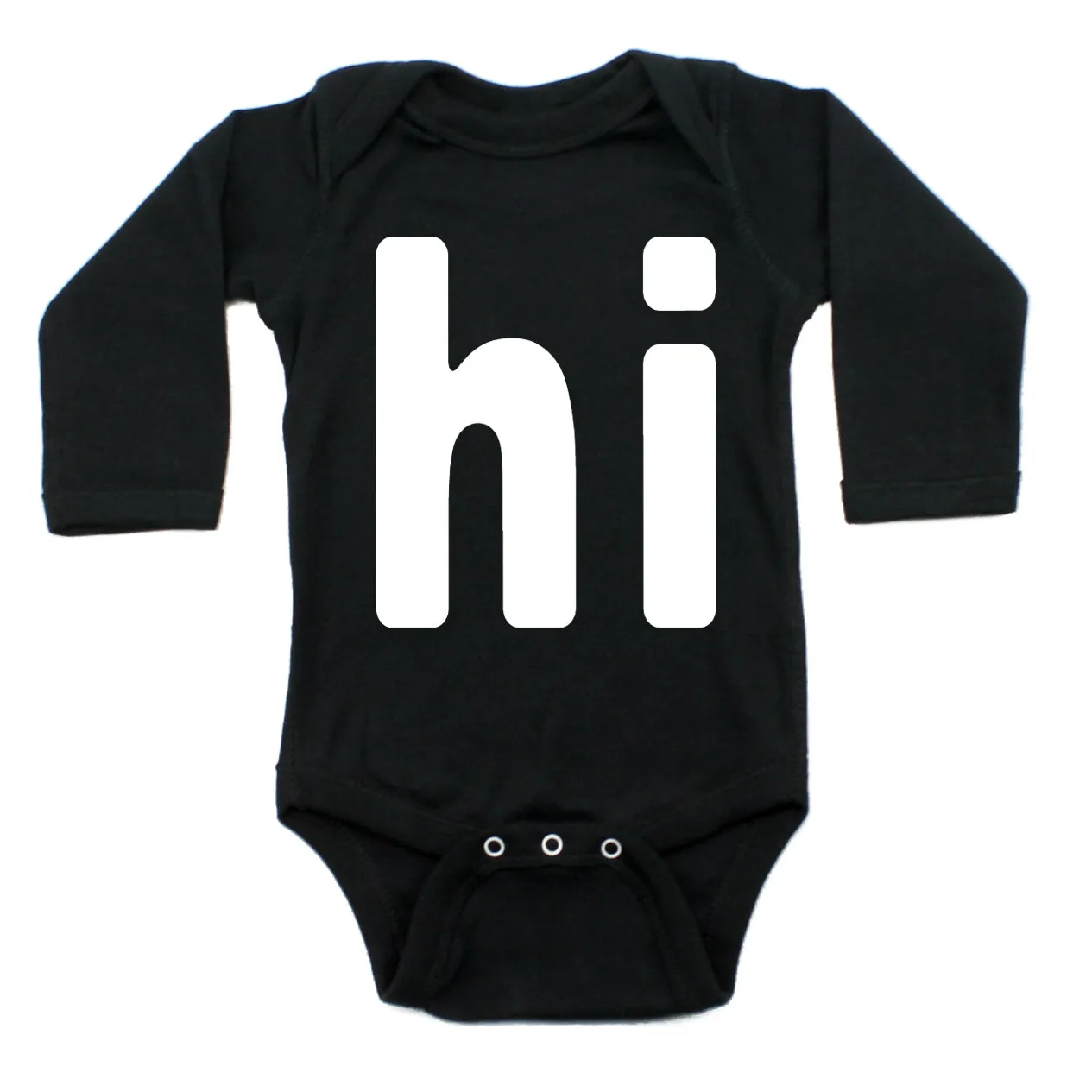 White "Hi" Word Long Sleeve Baby Infant Bodysuit