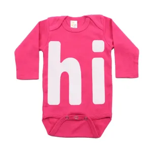 White "Hi" Word Long Sleeve Baby Infant Bodysuit