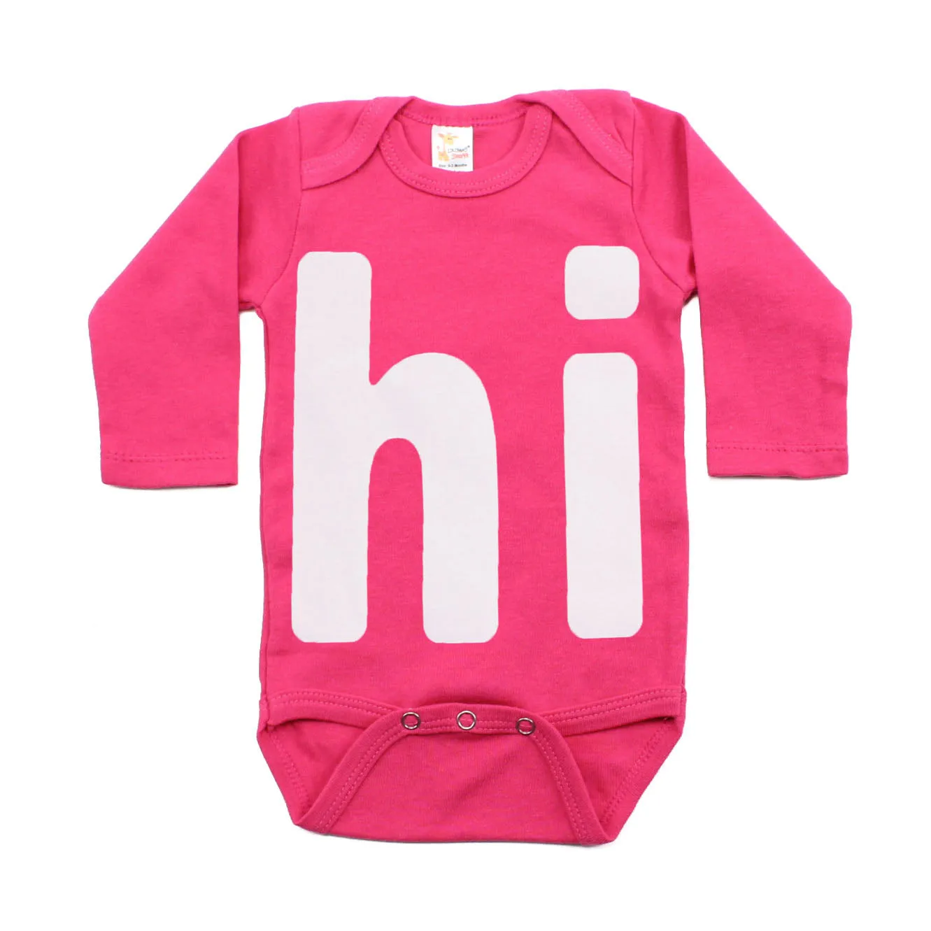 White "Hi" Word Long Sleeve Baby Infant Bodysuit