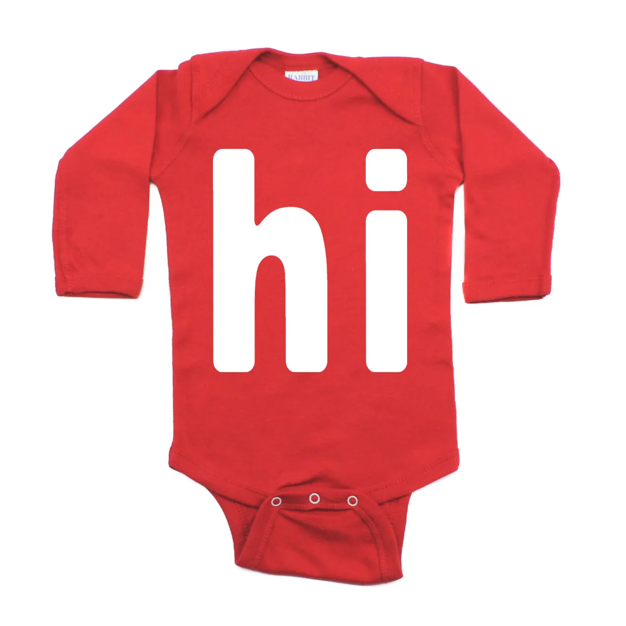 White "Hi" Word Long Sleeve Baby Infant Bodysuit