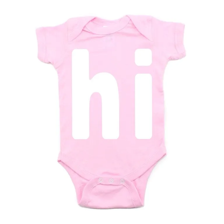 White "Hi" Word Short Sleeve Baby Infant Bodysuit