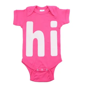 White "Hi" Word Short Sleeve Baby Infant Bodysuit