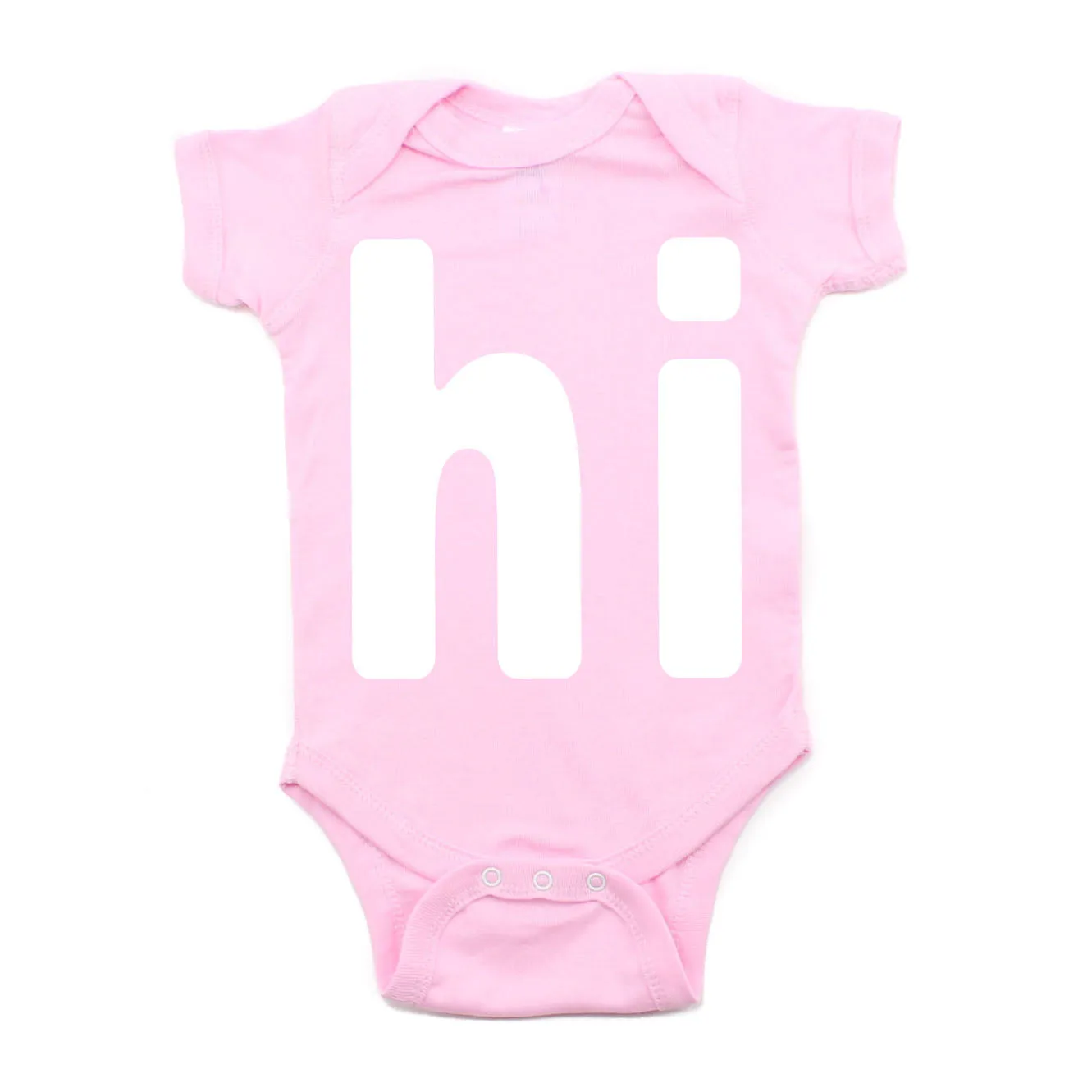 White "Hi" Word Short Sleeve Baby Infant Bodysuit