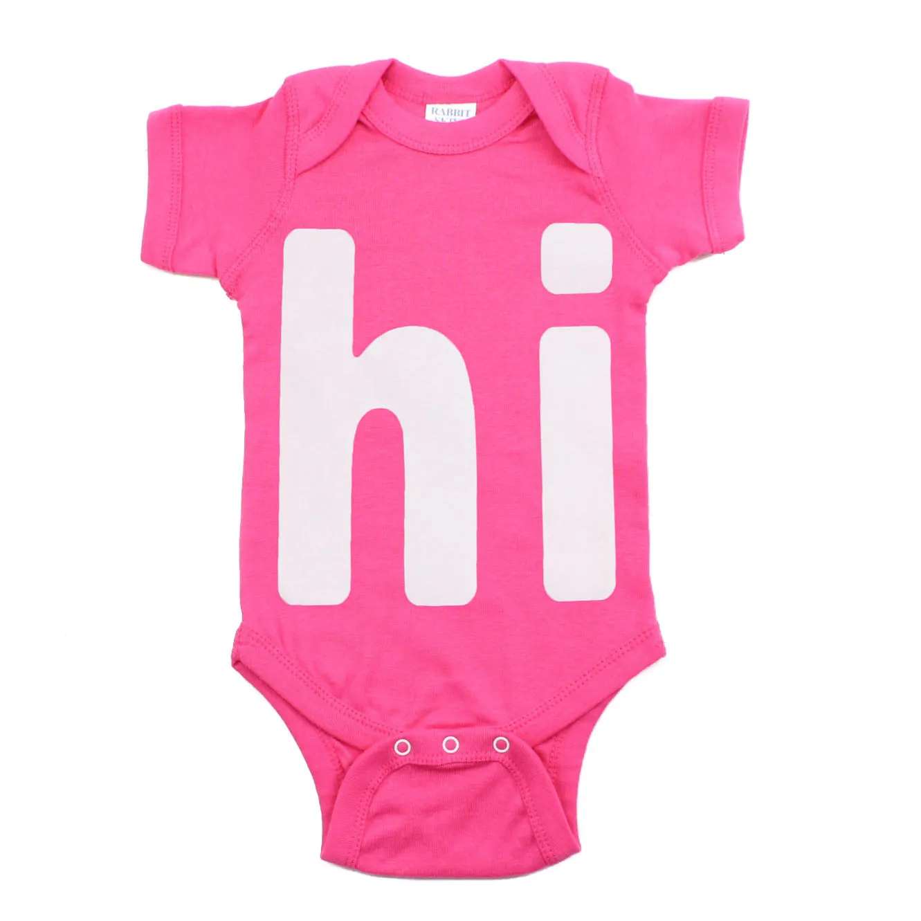 White "Hi" Word Short Sleeve Baby Infant Bodysuit
