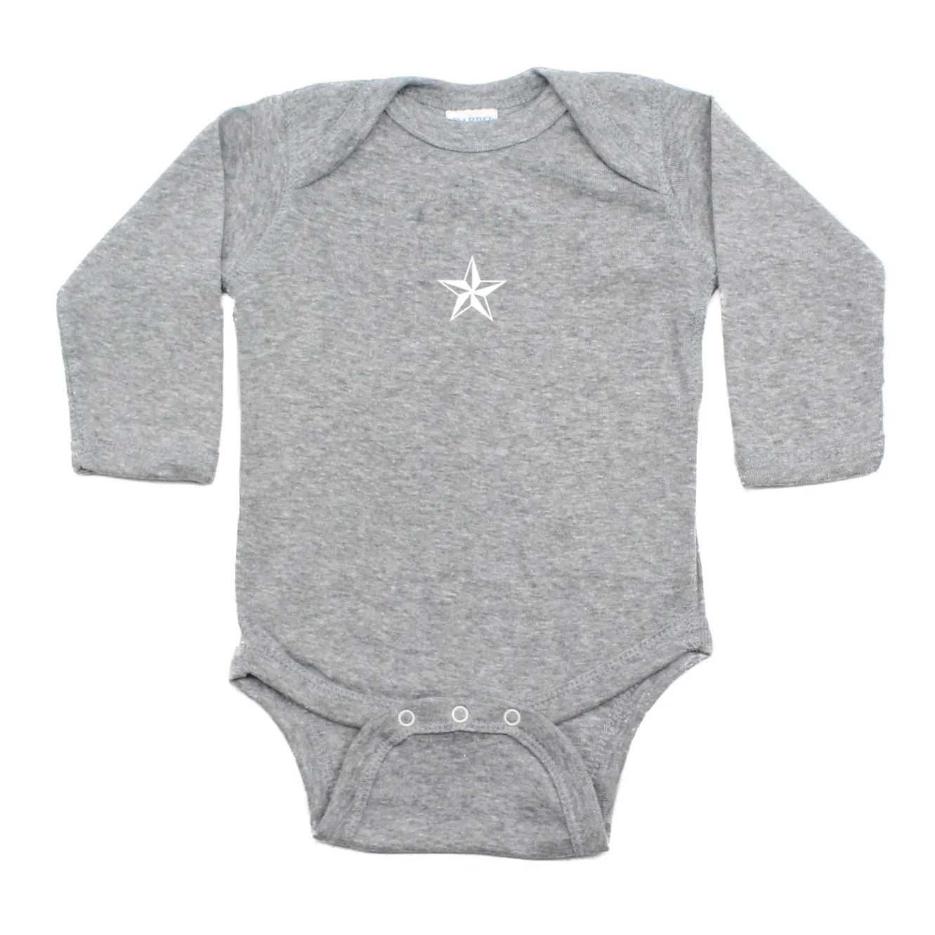 White Rockstar Nautical Star Long Sleeve Baby Infant Bodysuit