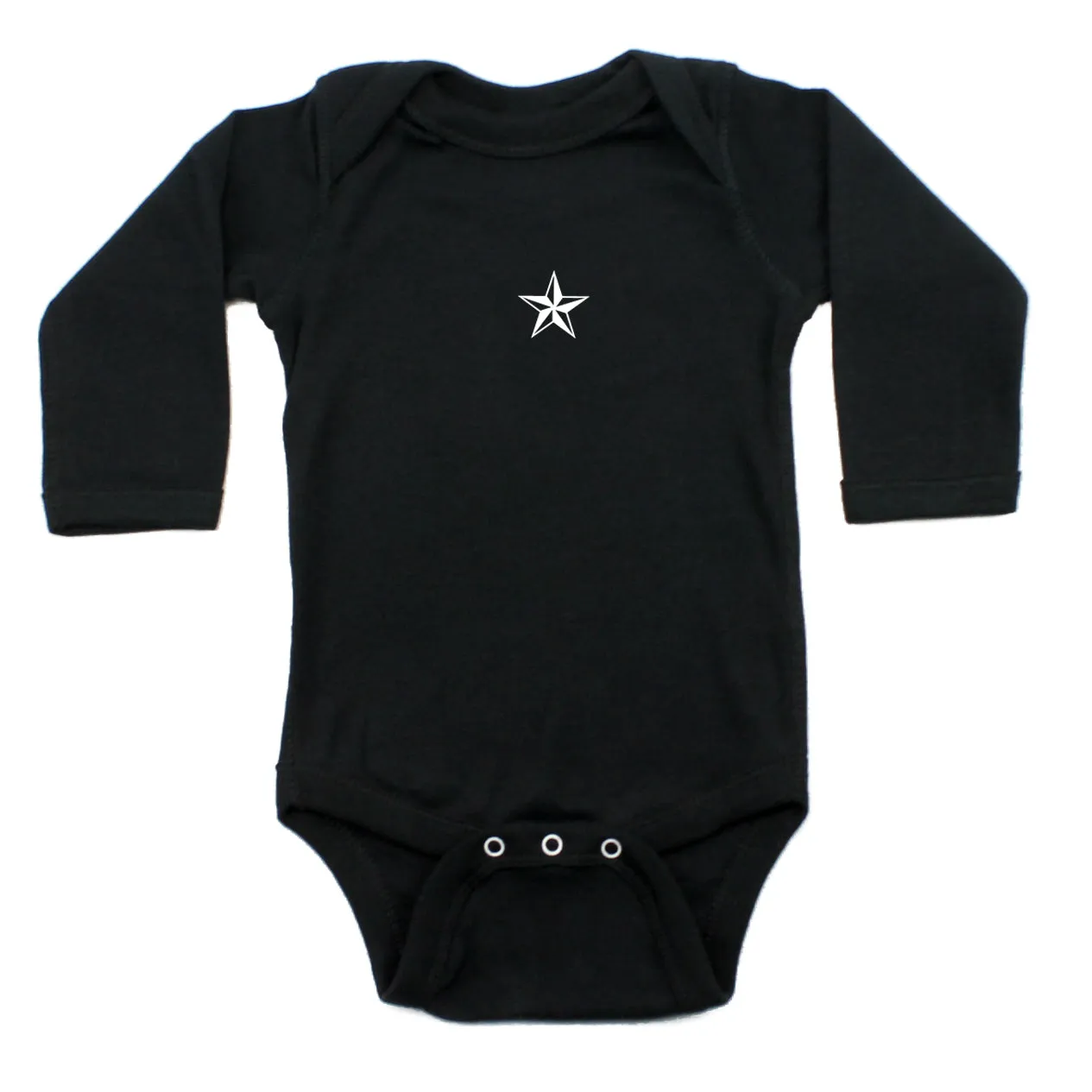 White Rockstar Nautical Star Long Sleeve Baby Infant Bodysuit