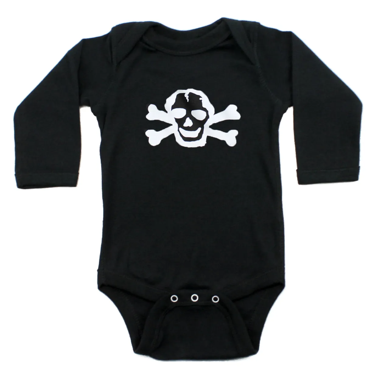White Scribble Skull Long Sleeve Cotton One Piece Baby Bodysuit