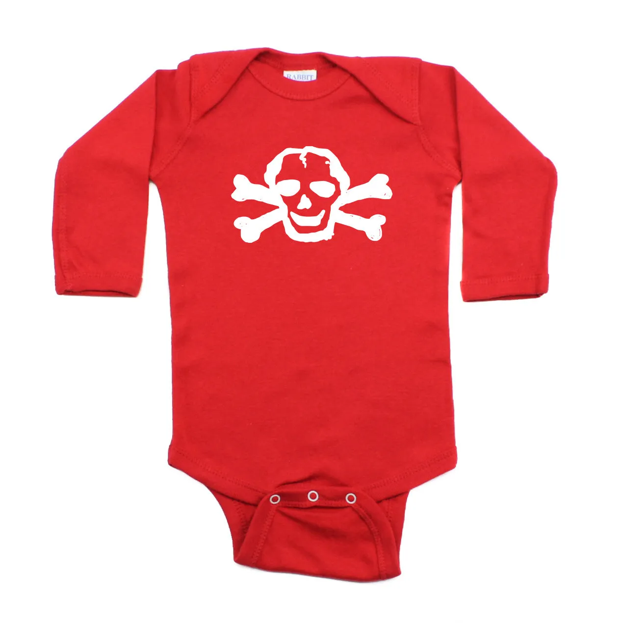 White Scribble Skull Long Sleeve Cotton One Piece Baby Bodysuit