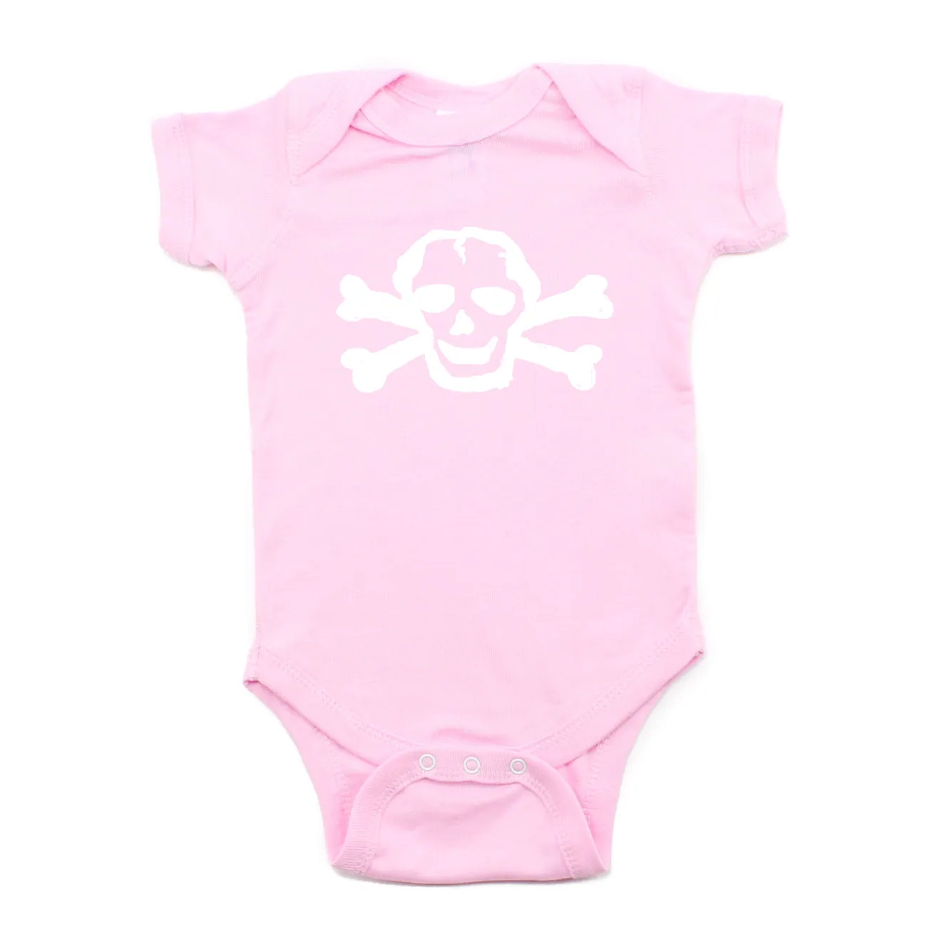White Scribble Skull Short Sleeve One Piece Cotton Baby Bodysuit