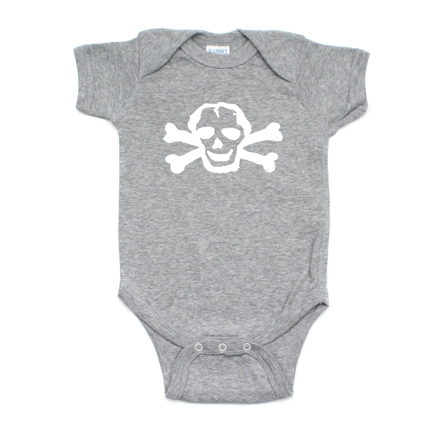 White Scribble Skull Short Sleeve One Piece Cotton Baby Bodysuit