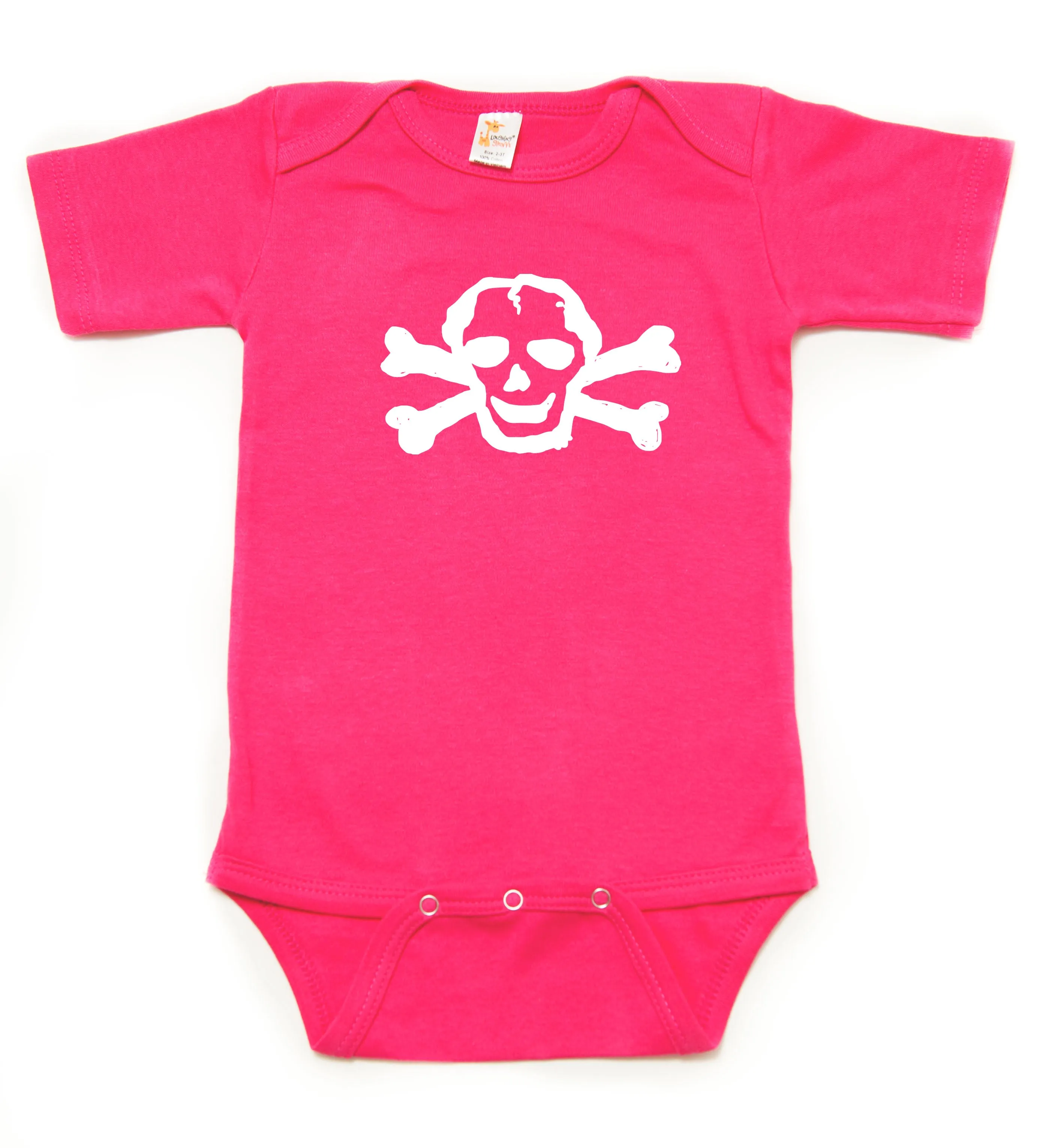 White Scribble Skull Short Sleeve One Piece Cotton Baby Bodysuit