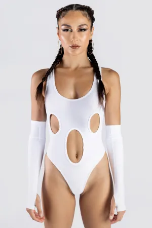 White Sleeveless Cut Out Bodysuit