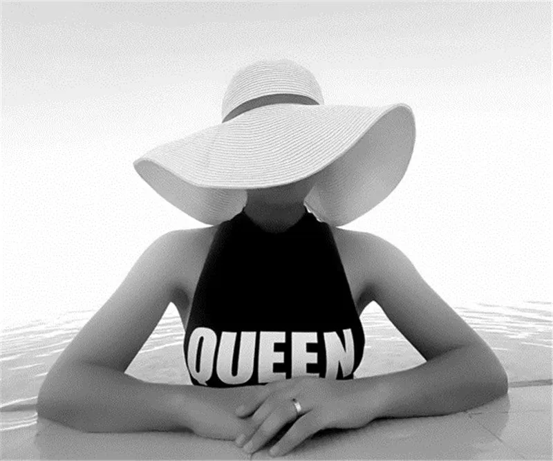 Women Letter Print Bodysuit - Queen