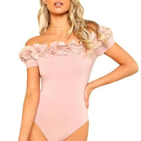 Women Pink Skinny Bodysuit