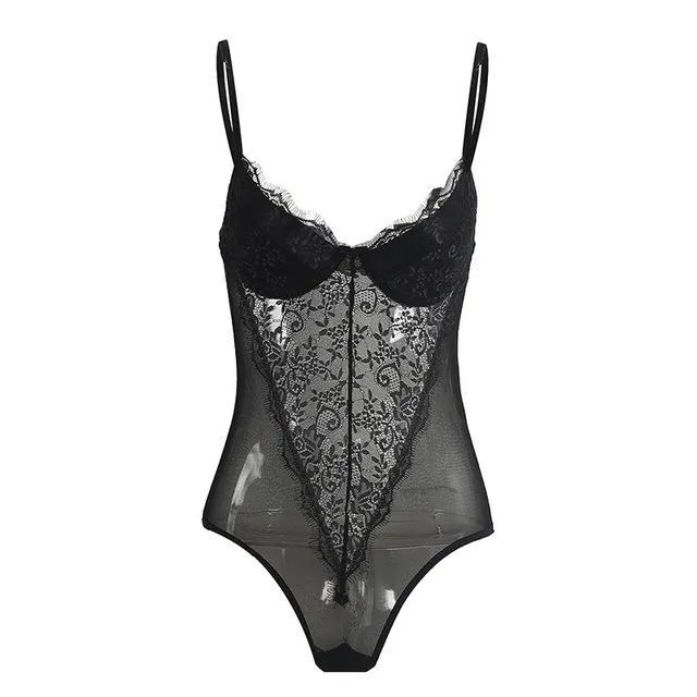 Women Sexy Backless Lace Bodysuit