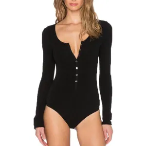 Women Single Breasted Slim Bodysuit
