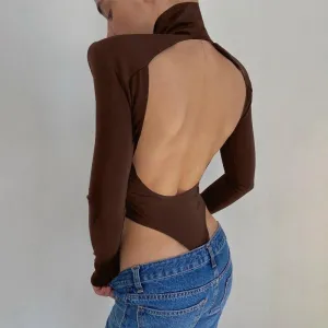 Women Turtleneck Backless Bodycon Bodysuit