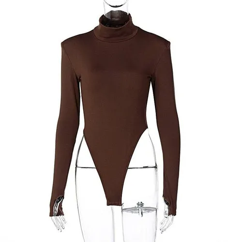 Women Turtleneck Backless Bodycon Bodysuit
