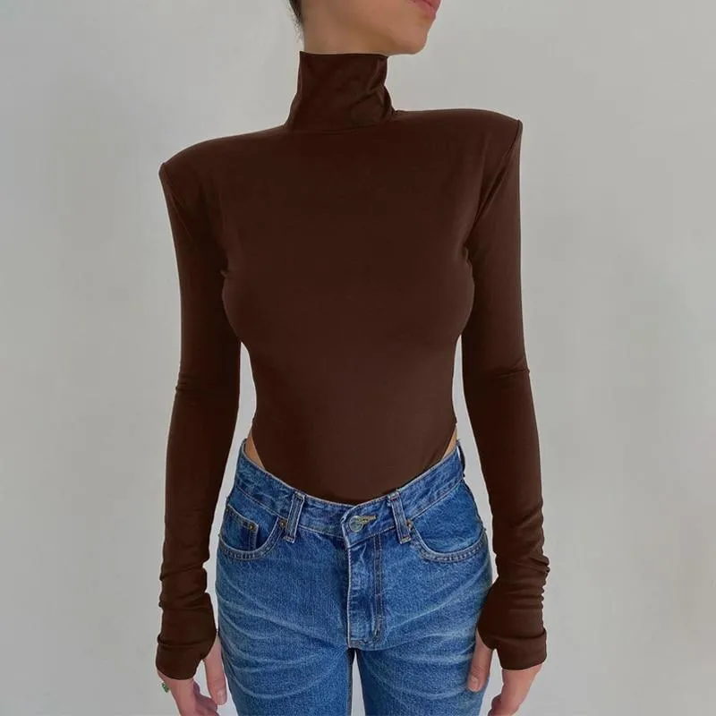 Women Turtleneck Backless Bodycon Bodysuit