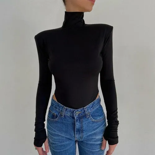 Women Turtleneck Backless Bodycon Bodysuit