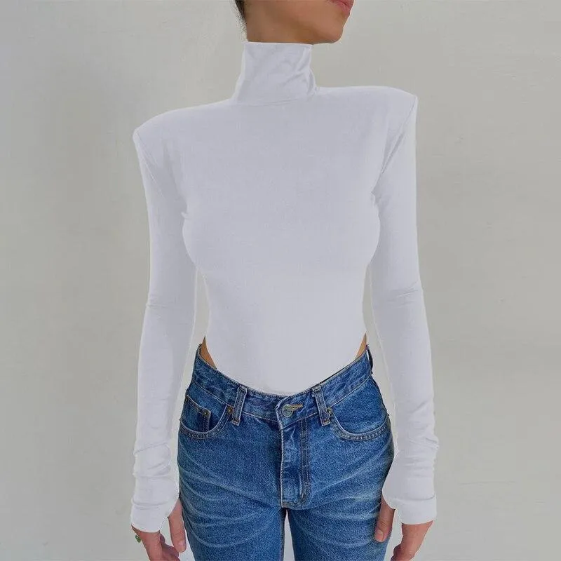 Women Turtleneck Backless Bodycon Bodysuit