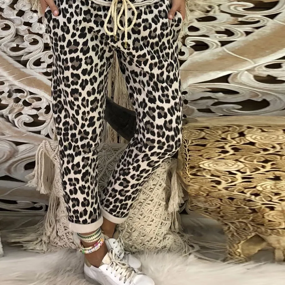 Women's Casual Polyester Leopard Long Pants