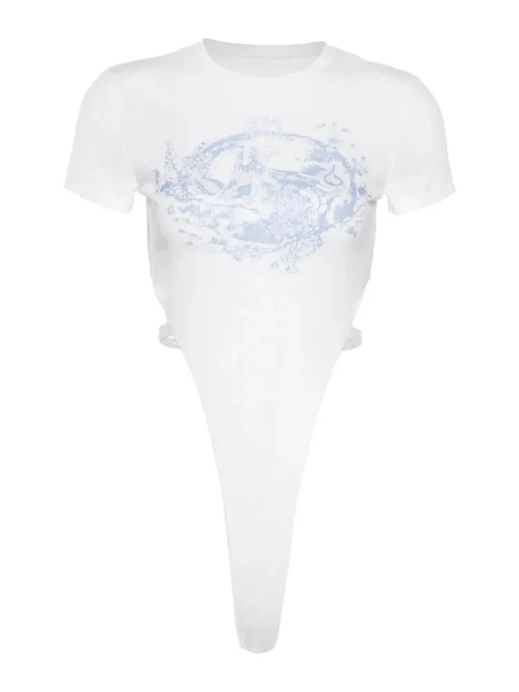Women's Spiders and Letters Printed Short-sleeve Bodysuit