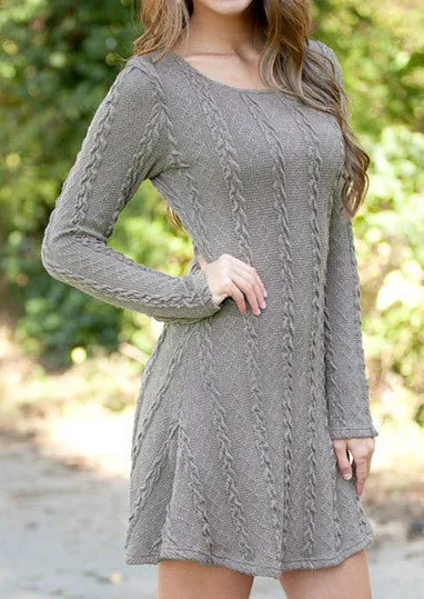 Women's Spring/Autumn Casual Long-Sleeved Loose Knitted Sweater Dress