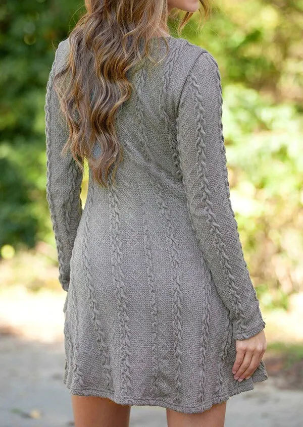 Women's Spring/Autumn Casual Long-Sleeved Loose Knitted Sweater Dress