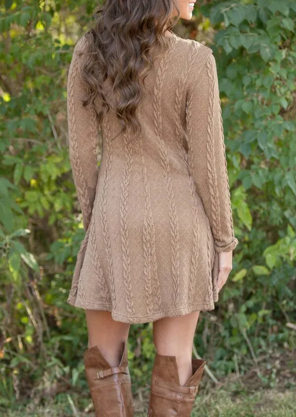 Women's Spring/Autumn Casual Long-Sleeved Loose Knitted Sweater Dress
