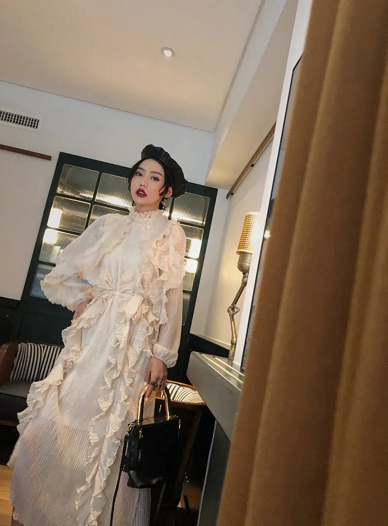 Women's Spring/Summer Long-Sleeve Dress With Ruffles